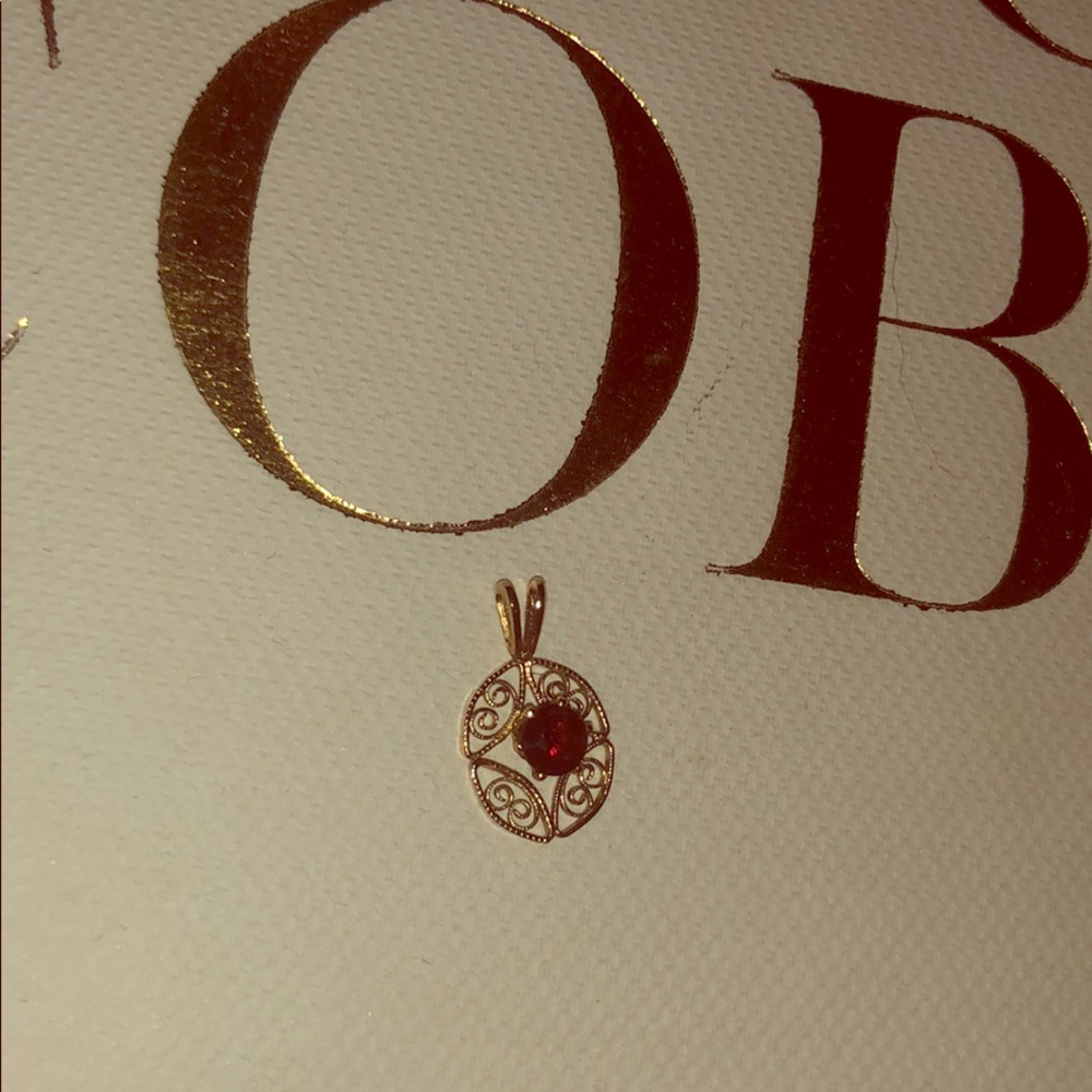 SMALL VINTAGE GENUINE STONE & GOLD PENDANT